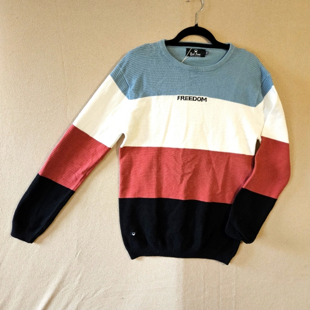 Red Fox, XXL Waffle Knit Sweater Colourblock